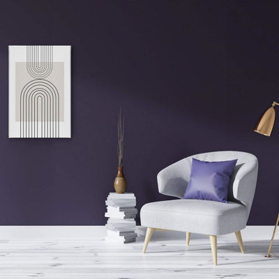 Décoration murale Mid-Century Arch Line, motif neutre beige sur toile 24 x 36 pouces pour le salon de la salle à manger