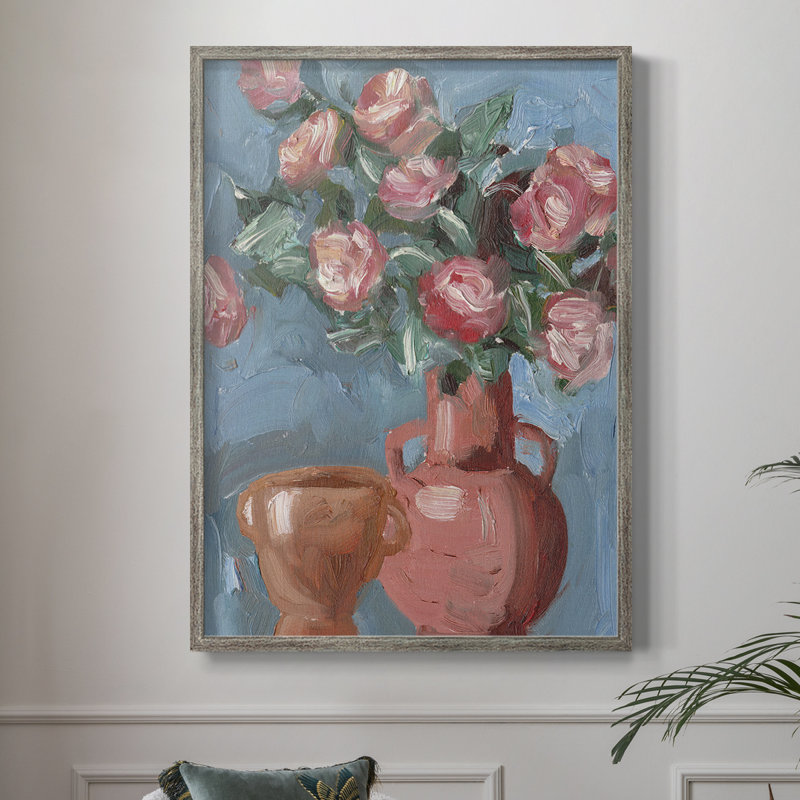 Rosa Blooms I, reproduction encadrée - bois massif, H 15 po x l 12 po