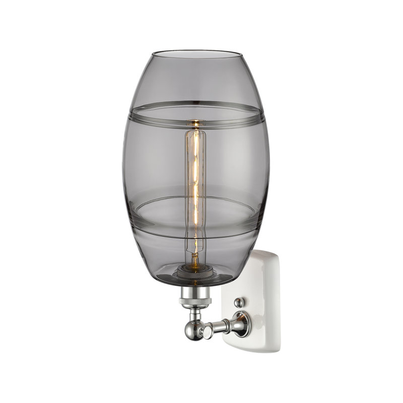 Bettylou Steel Armed Sconce, 10.88" H x 8" W x 8.13" D, White Polished Chrome, Light Smoke