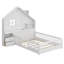 Lit maison avec fenêtre et tiroirs, tablettes et ensemble de prises et port USB-1826790466