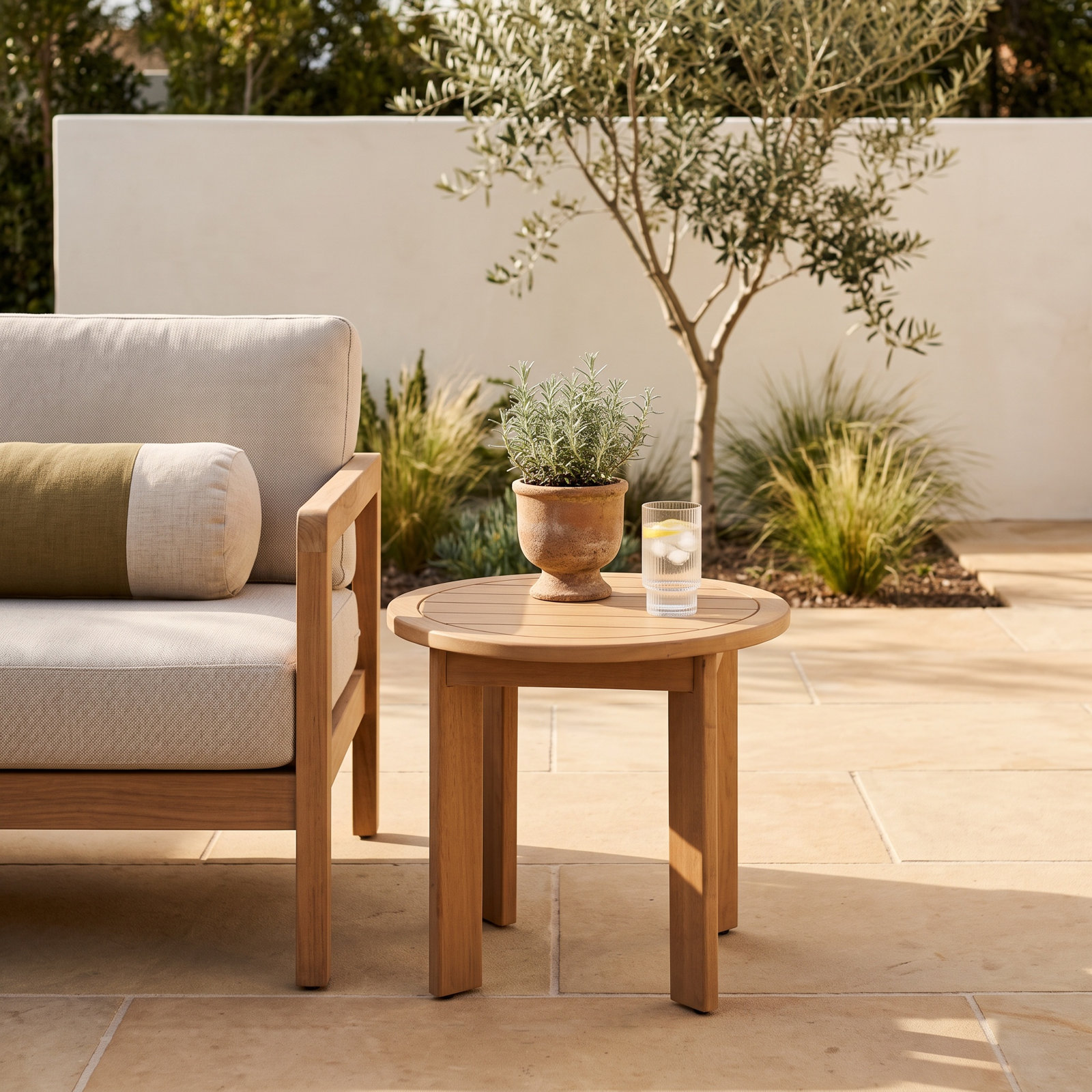 Frances 20" Eucalyptus Patio Table