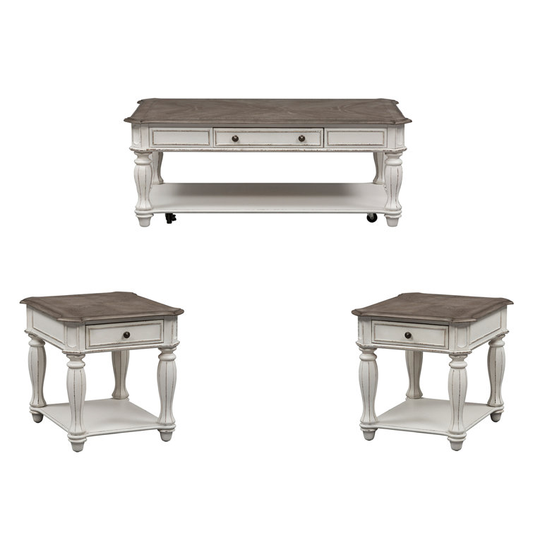 Branca 3 - Piece Solid Wood Top Living Room Table Set