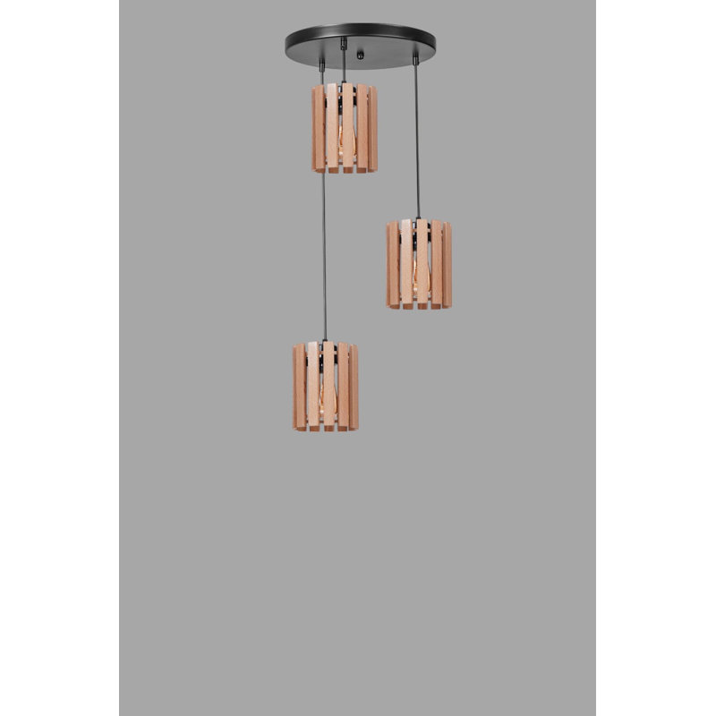 Lustre, Chêne / noir, 3 niveaux, Trois lumières