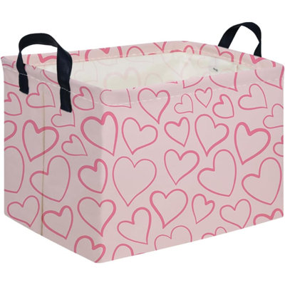 Rectangular Valentine's Day Gift Basket,Nursery Basket,Pink Girls Gift Baskets,Kids Toy Storage Bin, Love Heart Room Decor For Home,Shelf Baskets