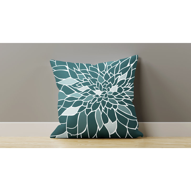 Raina Outdoor Reversible Throw Pillow, 15W" x 15H", Green