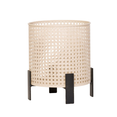 Izzy Boho Indoor Metal Pot Planter With 4-Leg Metal Base