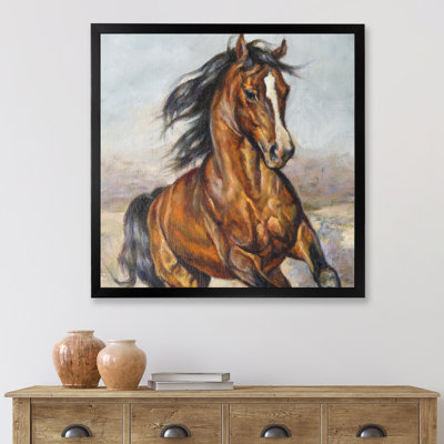 Portrait d'un cheval dans la course - peinture sur toile