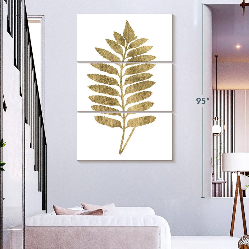 Harnek graphique fougère dorée II, H 74 po x l 48 po