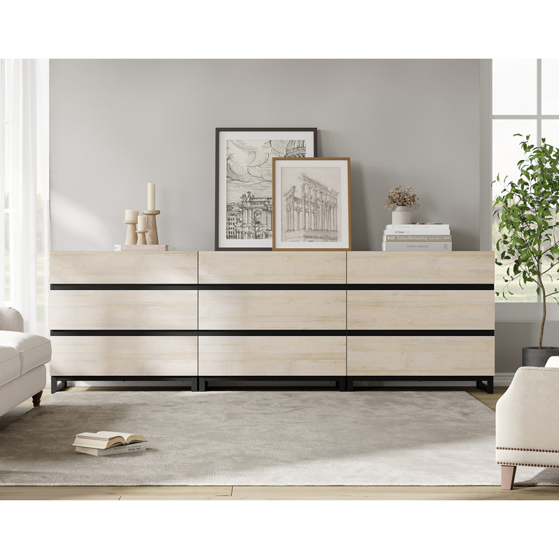 Aadam 9 Drawer 94.5" W Dresser, Beige