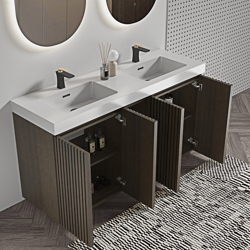 Meuble-lavabo autoportant avec lavabo, Blanc