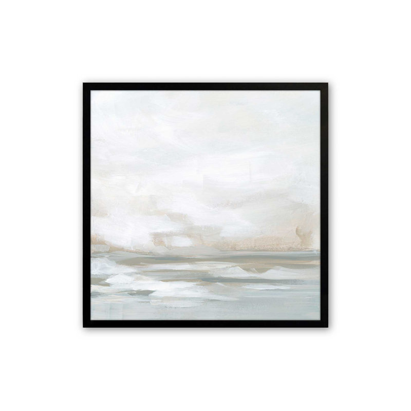 Hiver paysage marin sérénité II, Cadre photo noir simple, H 21,5 po x l 21,5 po