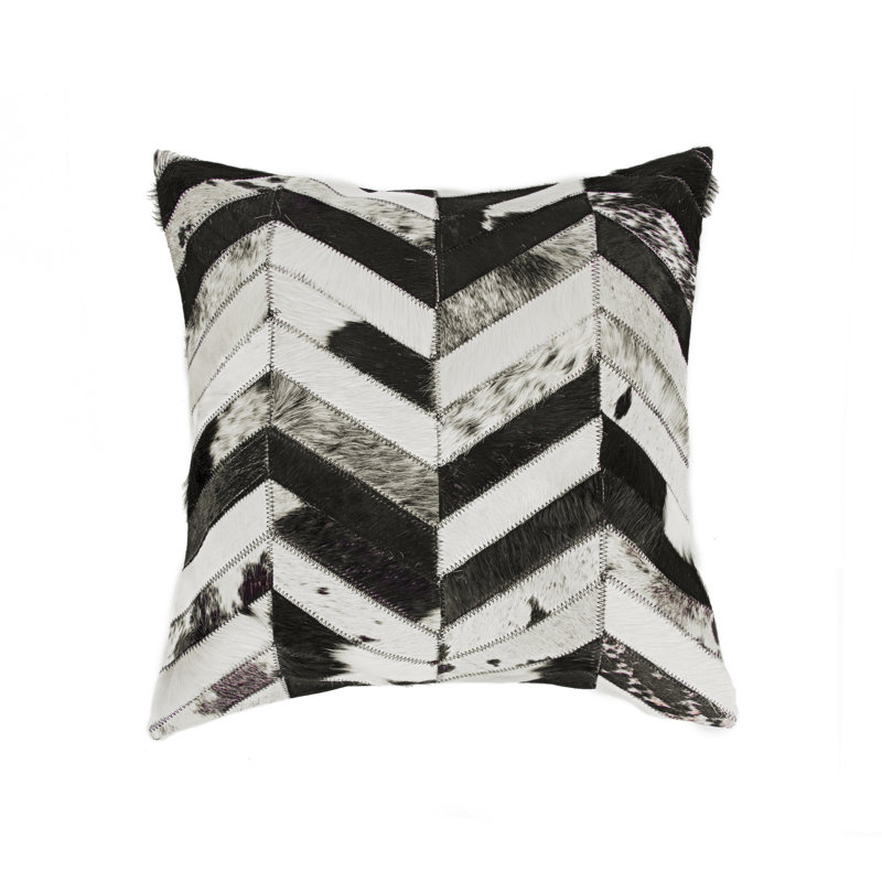 Housse et insert de coussin carré en cuir / suède Torino, Noir/naturel