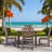 Outdoor Patio Dining Set, Including A Square Table And 4 Armless Chairs-1609181391