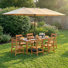 Ensemble repas d'extérieur 7 pièces en PEHD avec parasol de patio lumineux 15 pi | Confort toutes saisons pour le jour et la nuit