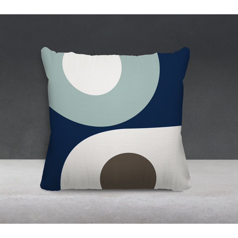 Pitto Outdoor Reversible Throw Pillow, 19W" x 19H", Gray/Beige/Navy Blue