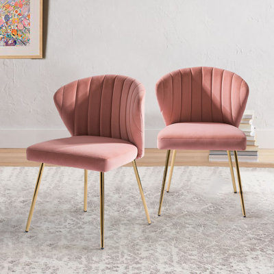 Chaise de salle à manger capitonnée en velours à oreilles moderne Euclid