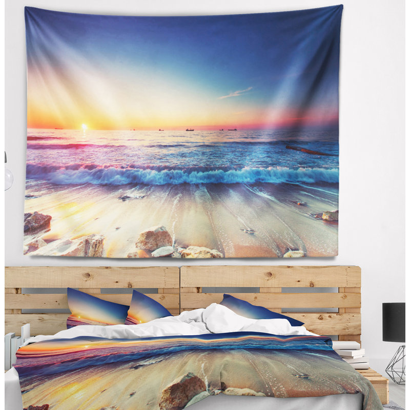 Tapisserie «Seashore Beautiful Sunrise over Sea», H 50 po x l 60 po