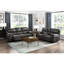 Fauteuil inclinable 3 places en microfibre grise pour salon, structure en bois massif, dossiers amovibles, capacité de charge maximale de 136 kg, style moderne avec coussins et dossiers intégrés.
