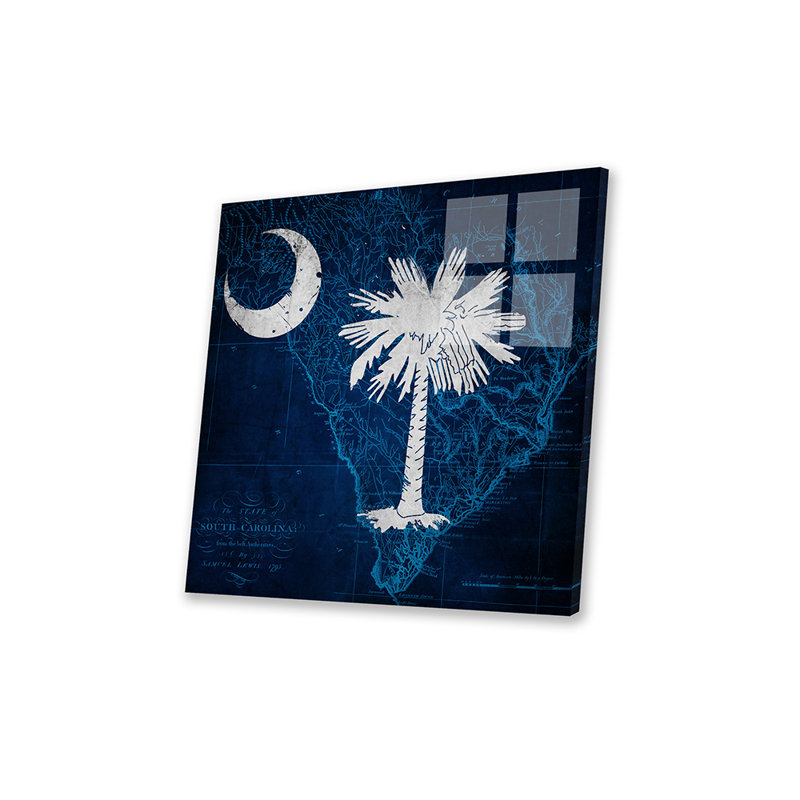 South Carolina (carte vintage), reproduction sur verre acrylique, H 24 po x l 24 po x P 0,25 po