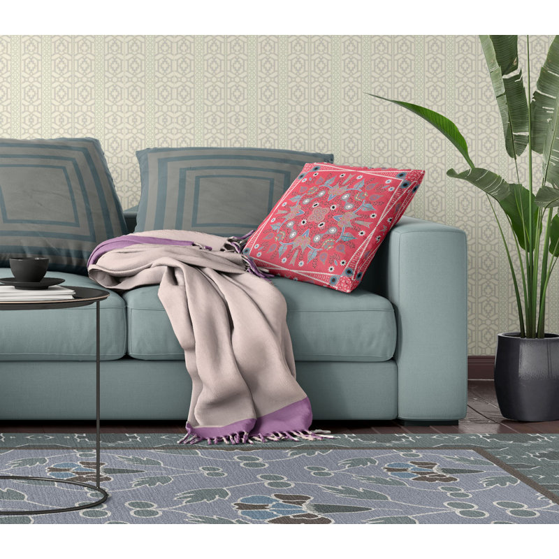 Red and Gray Paisley Broadcloth Square Throw Pillow