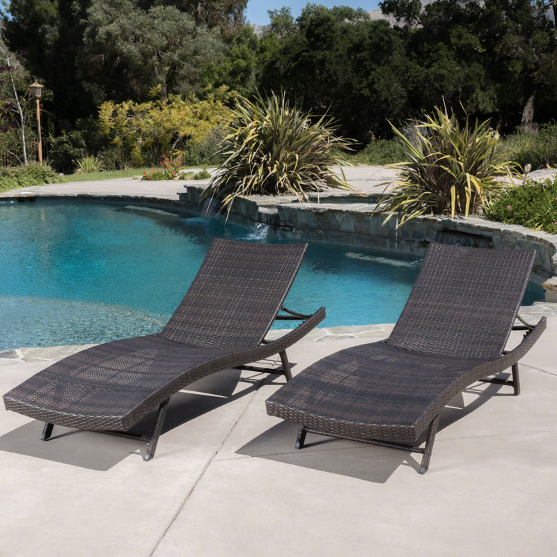 Modern Pe Chaise Lounge - 28.16" Wide, 39.00" High, Brown Multi Lounges In , Iron, Adjustable Seat Back, 600Lb Capacity