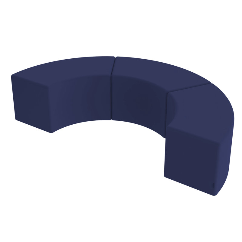 Pro Series Upholstered S Curve Ottoman, 3-Pack, 18" H x 40" W x 20" D, Navy