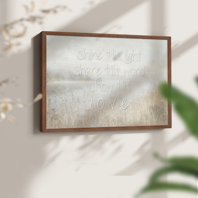 «Shine His Light», reproduction encadrée, H 11 po x l 14 po, Noyer