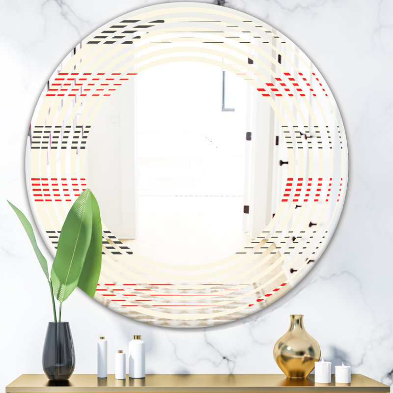 Miroir mural moderne et sans cadre à motif géométrique i wave, H 23,6 po x l 23,6 po