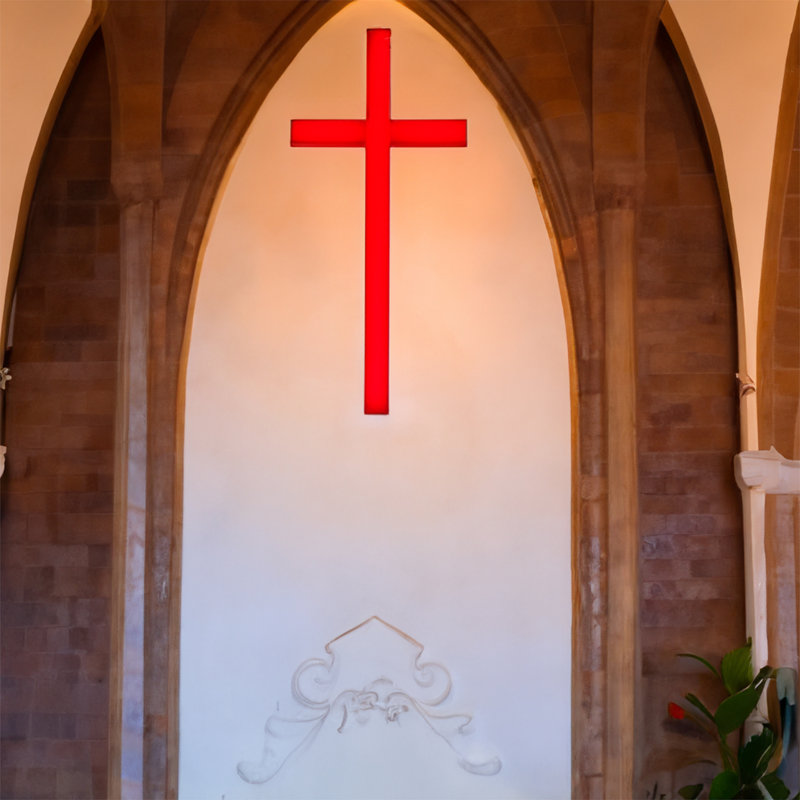 27,9 x 2 x 60 po, croix de Christian en forme de plexiglas avec lumière DEL, livrée en 3 parties