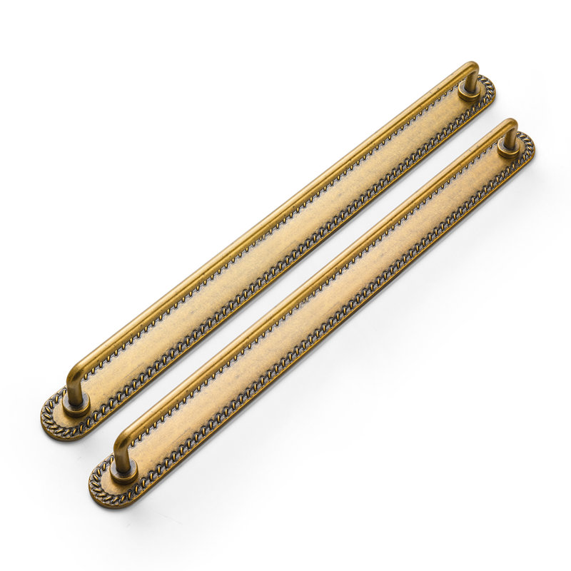 Sleek Bar Pull With Backboard-G016 Multipack, 12.6", Antique Brass
