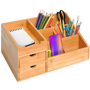 5 Piece Cute Office Desk Organizer Set Desktop Accessories for Women -  Stackable Desk Tray,Letter Sorter, Pencil Holder,File hHolder and Stick  Note Holder