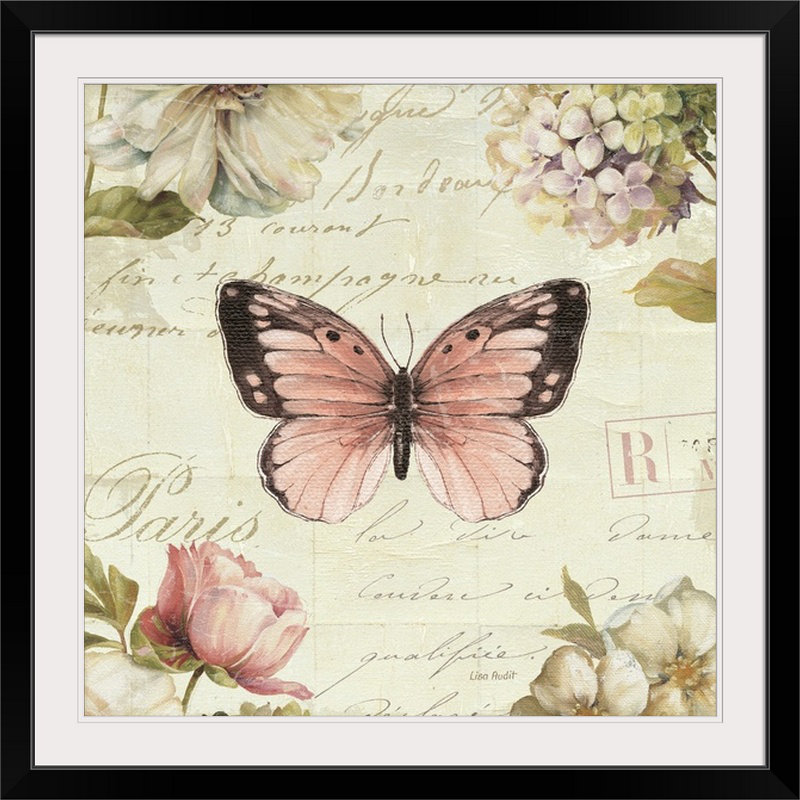 « i » par lisa audit, impression Marche de Fleurs Butterfly, Cadre blanc, H 24 po x l 24 po x P 1 po