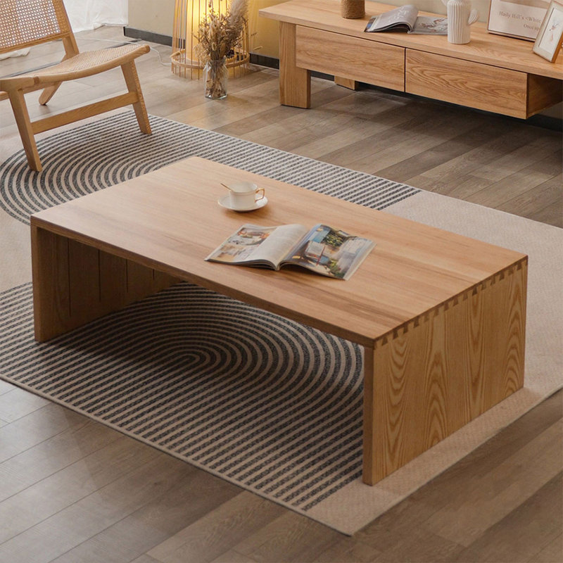 Burlywood Solid Wood Rectangular Coffee Table