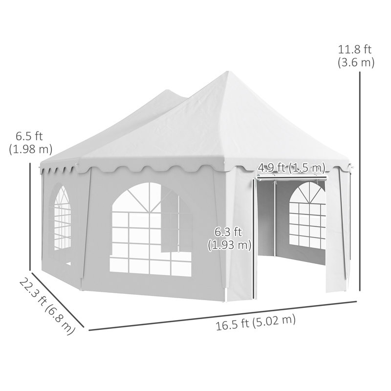Large White Polyester Outdoor Party Tent with Cathedral Windows