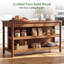 Îlot de cuisine en bois massif avec 2 tablettes de rangement ouvertes, brun-398102394