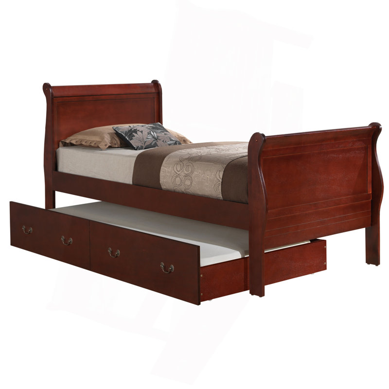 Lit simple avec rangement Classic, Cerisier, Lit simple