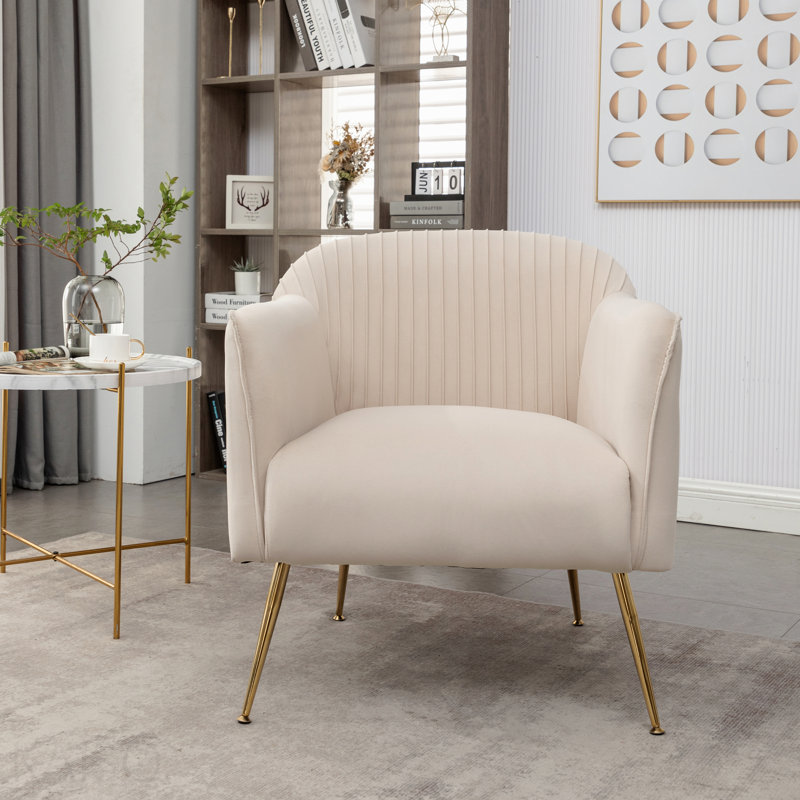 Chaise d'appoint moderne en velours avec pieds en métal, fauteuil de chambre avec cadre en bois, chaise d'appoint tendance pour salon, entrée de chambre à coucher