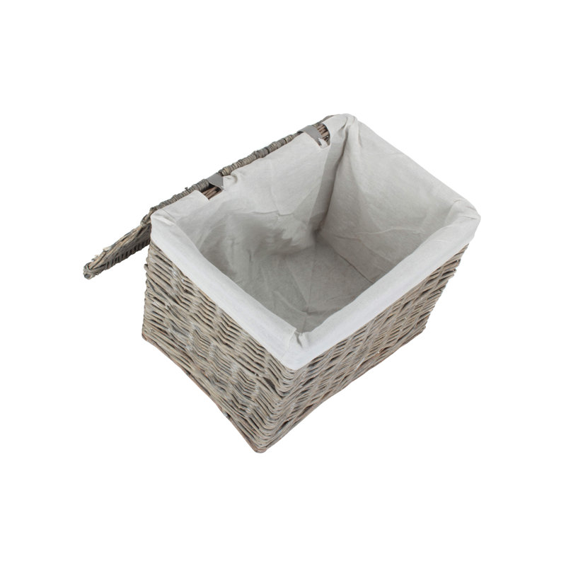 Wicker Storage Hamper Basket with Lining, 44cm H x 72cm W x 45cm D, Grey Wash