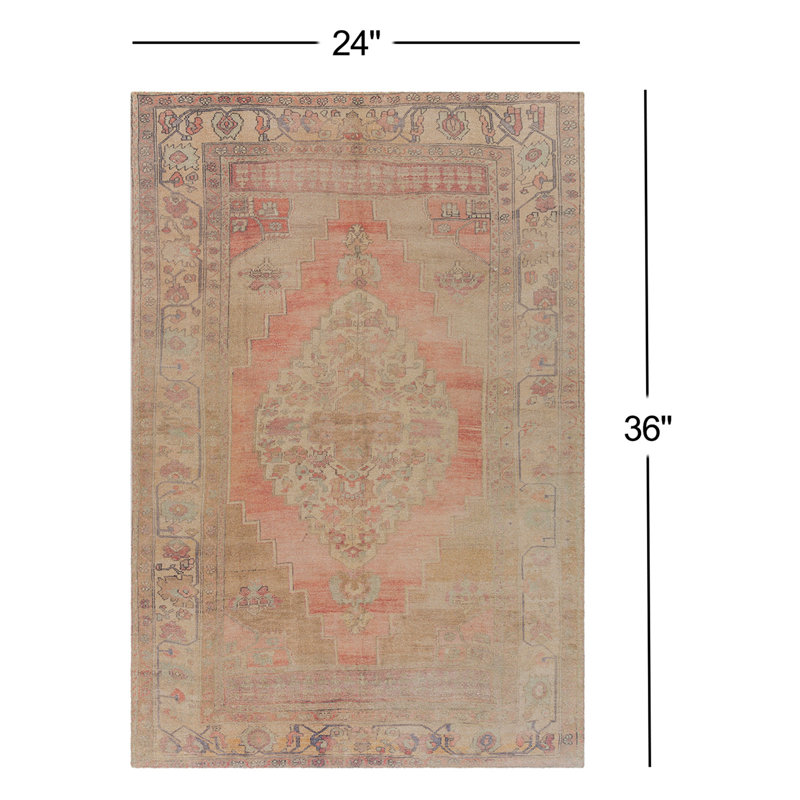 Tapis oriental touffeté à la main beige / corail Houston Lutterworth Houston, Rectangle 2 pi x 3 pi