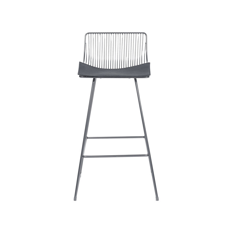 Caillier Upholstered Counter Stool with Metal Frame, Silver