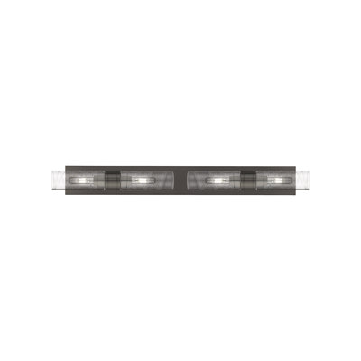 Éclairage pour meuble-lavabo 4 lumières 39 po Ballston - Maliyah - Laiton antique - Abat-jour blanc rayé
