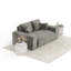 Two-seater square arms loveseat sofa-1401887446