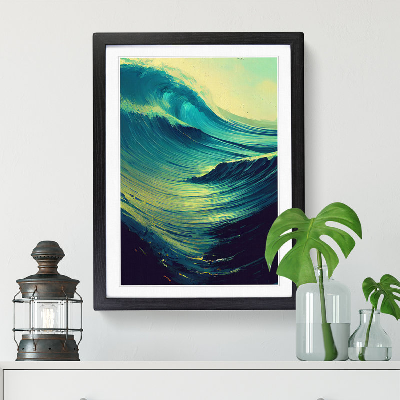 Wave Vol.5 - Single Picture Frame Painting, 64cm H x 46cm W x 2cm D, Walnut