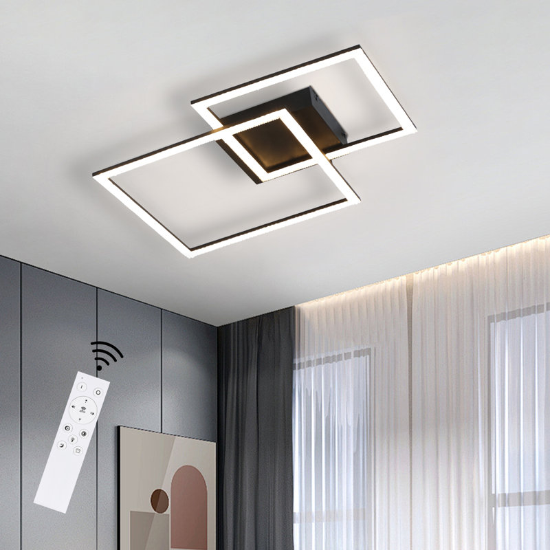 Led Ceiling Light, Square White, Modern, Dimmable With Remote Control, For Bedrooms And Kitchens, Black