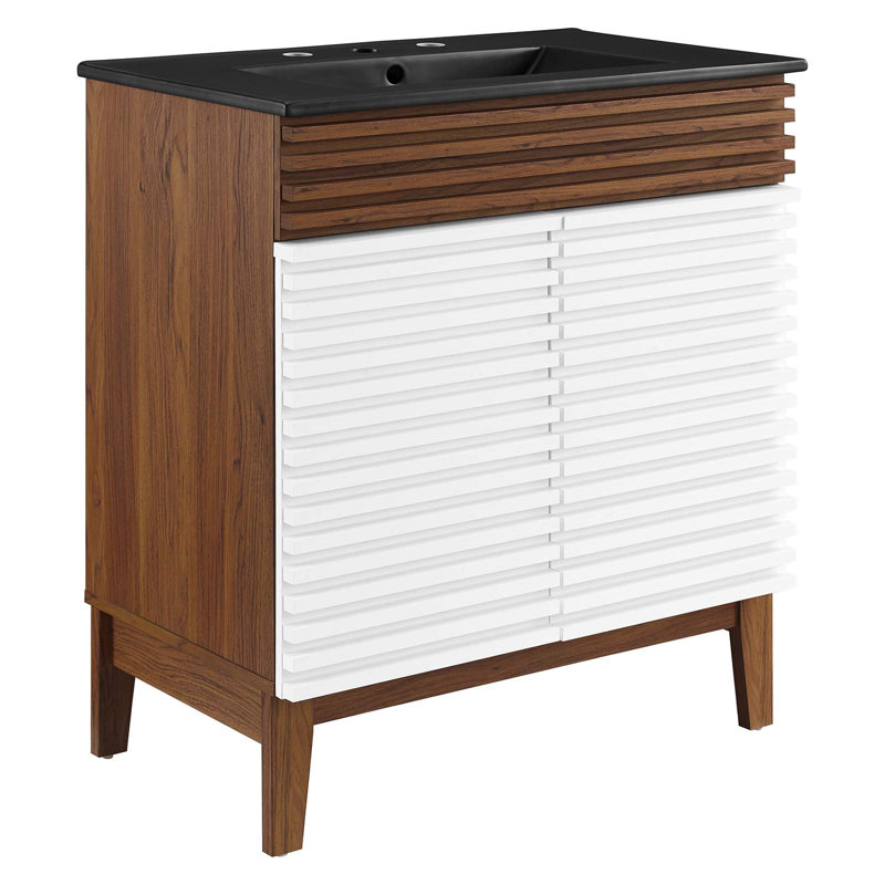 Meuble-lavabo 30 po Render par Modway, Blanc / noyer / noir