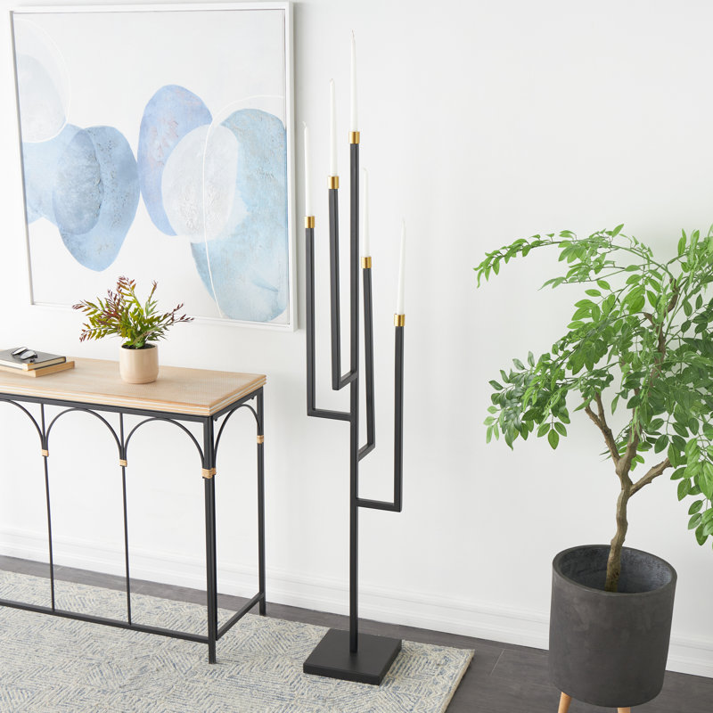 Bougeoir de table en aluminium, H 58,88 po x l 11 po x P 11 po