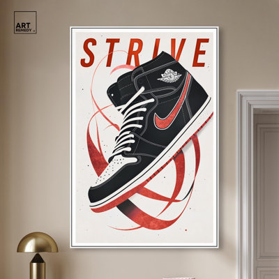 Red Ribbon Sneaker Canvas Sneaker Wall Decor by 