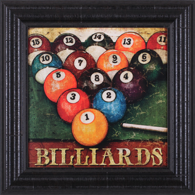 « poker and billards » par mollie b. reproduction d’art rétro encadrée