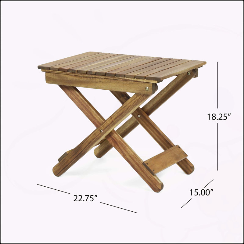 Table d'appoint d'extérieur pliante en bois, Naturel