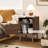 Modern Wood Nightstand with cupboard and open shelves(set of 2)-1427338741